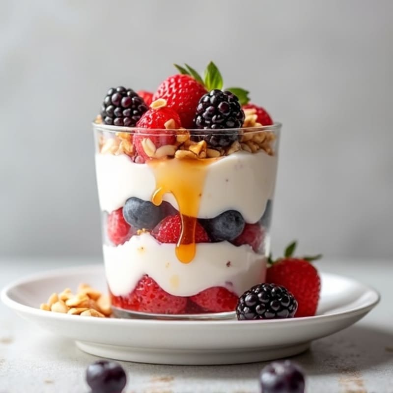 Greek Yogurt Protein Parfait with Mixed Berries