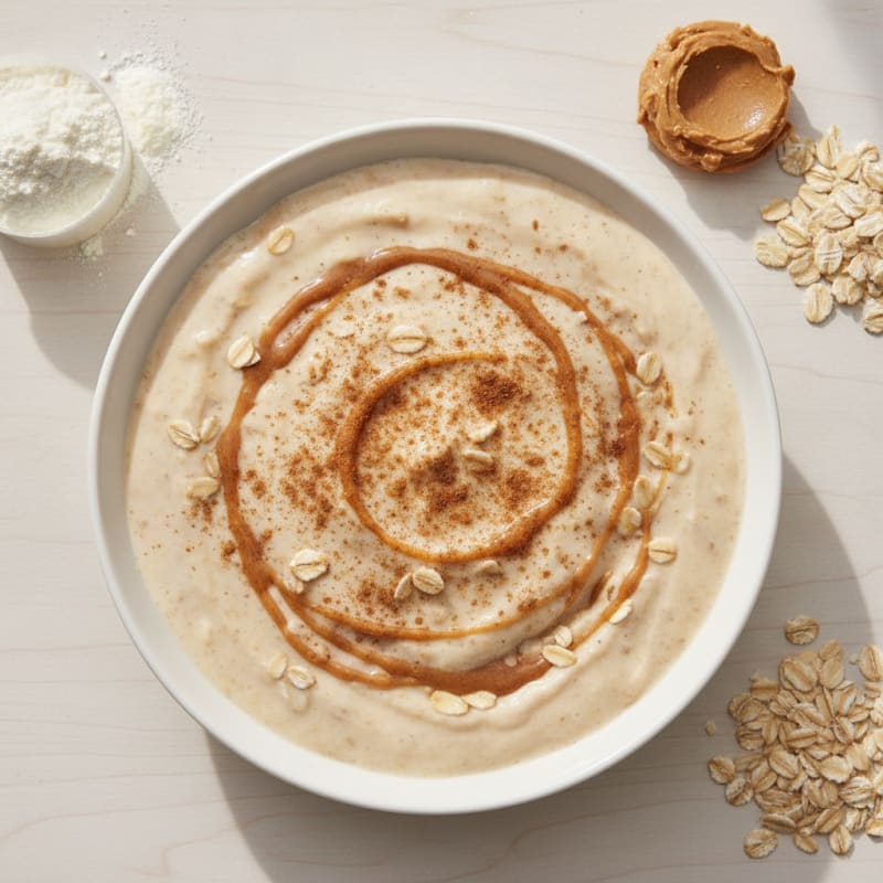 Creamy Vanilla Protein Shake with Almond Butter and Oats