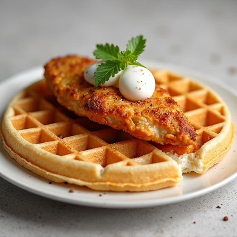 Crispy Baked Chicken with Fluffy Protein Waffles