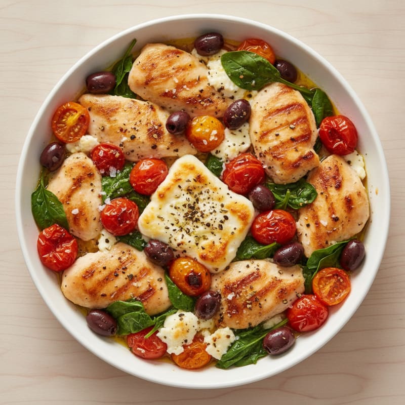 Baked Feta with Roasted Tomatoes and Olives