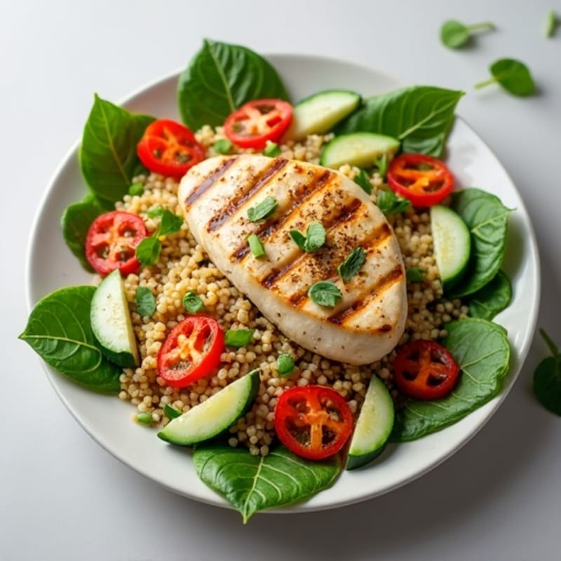 Grilled Chicken and Quinoa Salad with Crunchy Vegetables