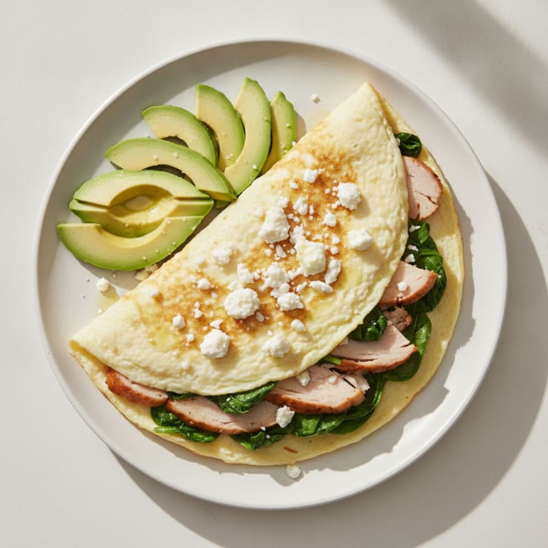 Egg White Omelette with Spinach and Turkey Breast