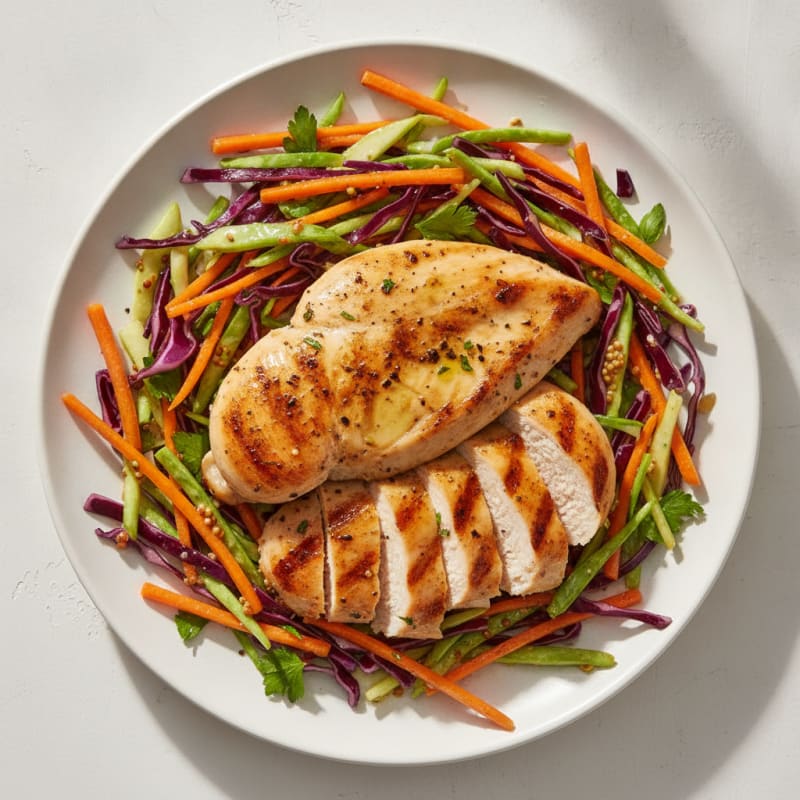 Grilled Chicken Breast with Crunchy Cabbage Slaw