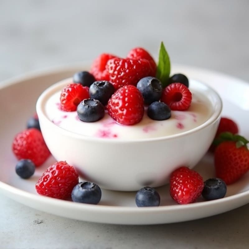 Creamy Greek Yogurt Protein Pudding with Mixed Berries