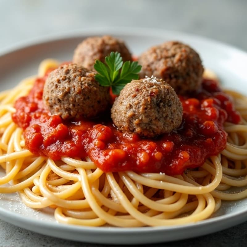 Whole Wheat Spaghetti with Lean Beef Meatballs and Fresh Marinara
