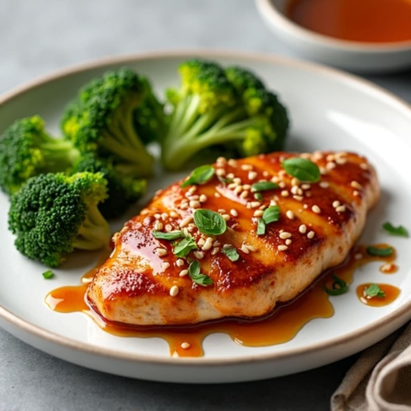 Sticky Ginger-Garlic Glazed Chicken with Sesame Broccoli