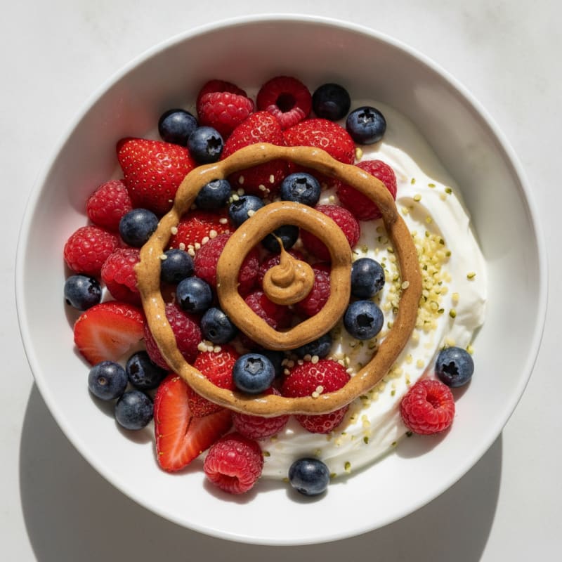 Creamy Greek Yogurt Bowl with Mixed Berries and Almond Butter