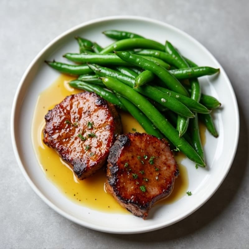 Seared Lean Beef Medallions with Steamed Green Beans