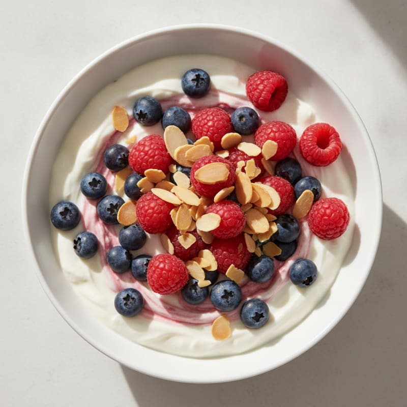 Greek Yogurt Protein Bowl with Mixed Berries and Almonds