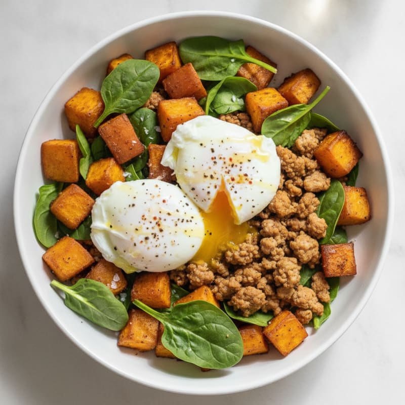 Sweet Potato Breakfast Bowl with Poached Egg