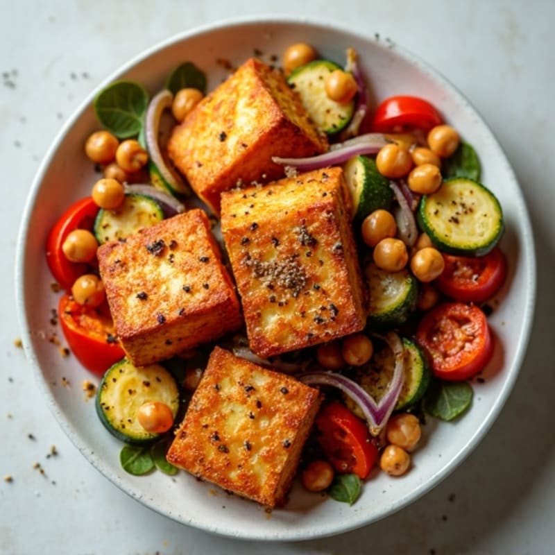 Crispy Baked Tofu with Roasted Vegetables
