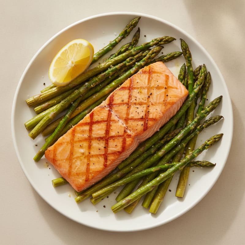 Pan-Seared Salmon with Roasted Asparagus