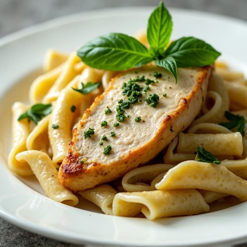 Creamy Pesto Chicken Pasta with Fresh Basil