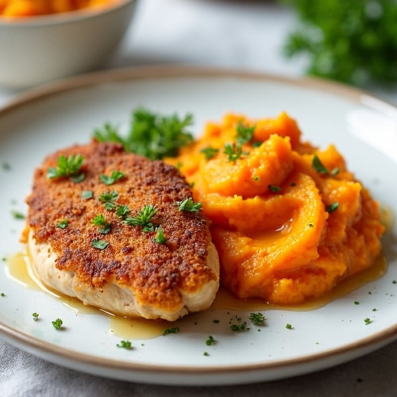 Crispy Herb-Crusted Chicken with Creamy Sweet Potato Mash