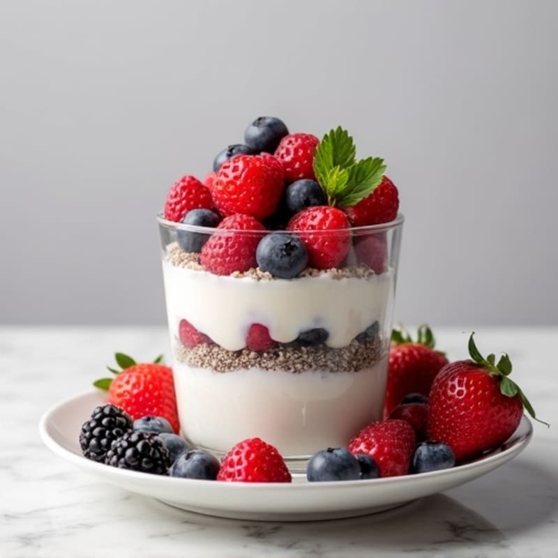 Greek Yogurt Protein Parfait with Mixed Berries