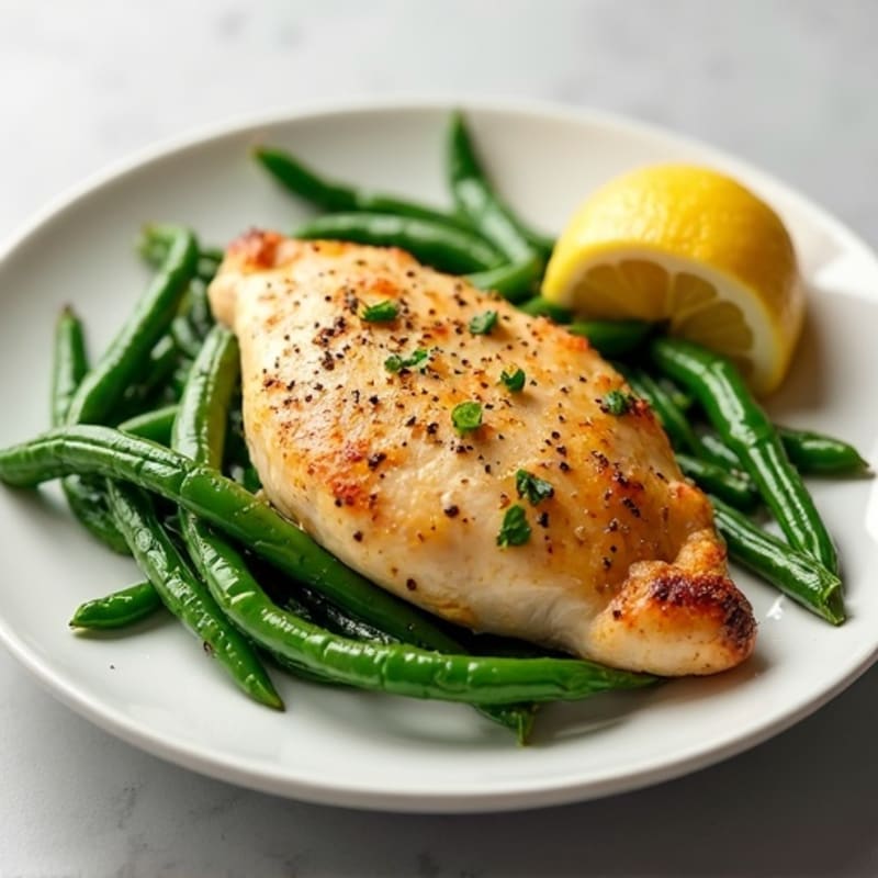 Lemon Garlic Roasted Chicken with Green Beans
