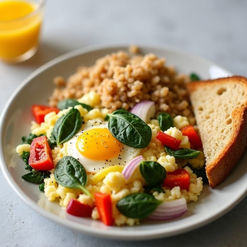 Egg White Veggie Scramble with Cottage Cheese
