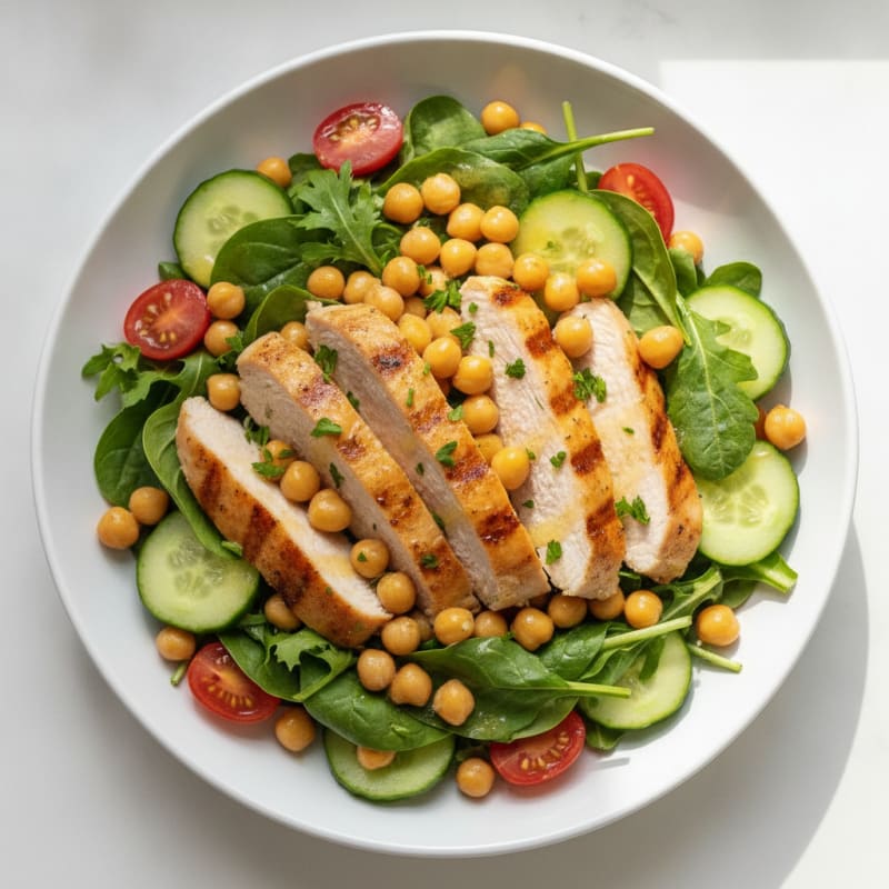Grilled Turkey Breast Salad with Chickpeas and Lemon Vinaigrette