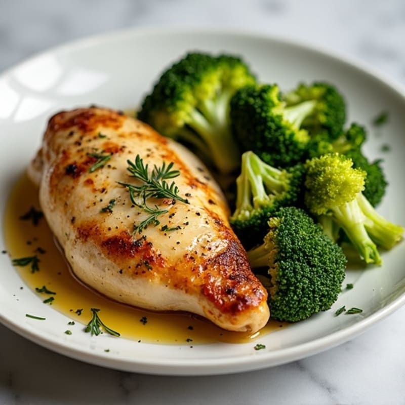 Garlic Herb Roasted Chicken with Crispy Broccoli