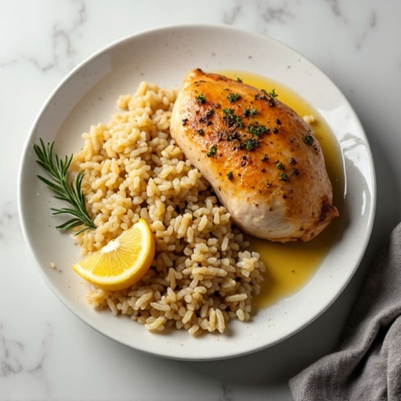 Lemon Herb Roasted Chicken with Fluffy Brown Rice
