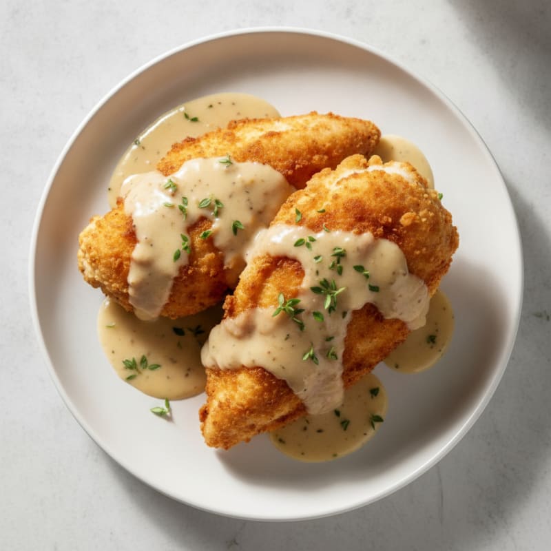 Crispy Buttermilk Fried Chicken with Creamy Gravy