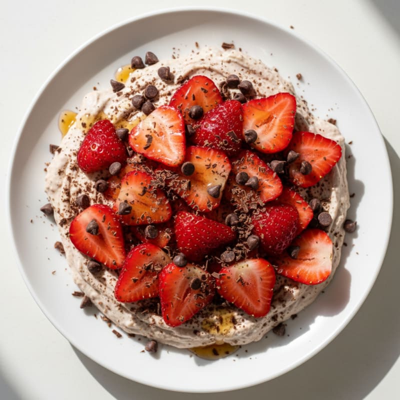Silky Chocolate Protein Mousse with Fresh Strawberries