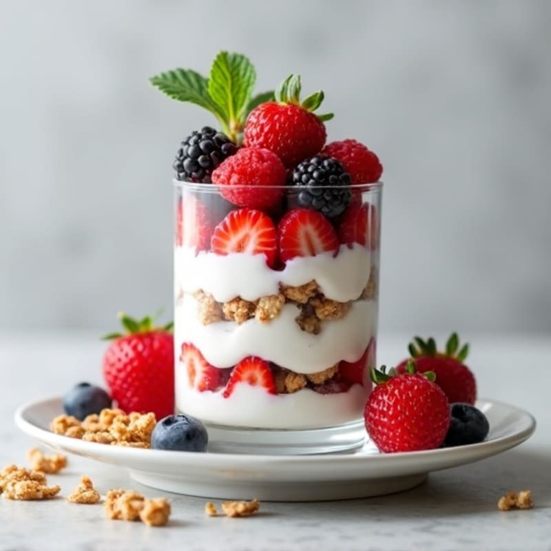 Greek Yogurt Protein Parfait with Mixed Berries