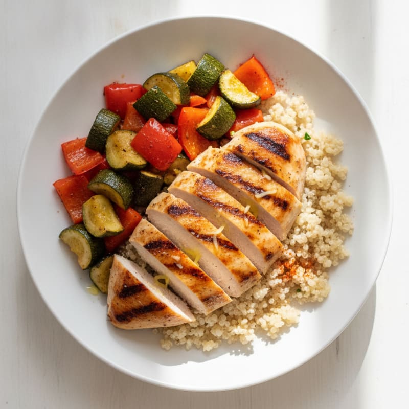 Grilled Chicken and Quinoa Power Bowl with Roasted Vegetables