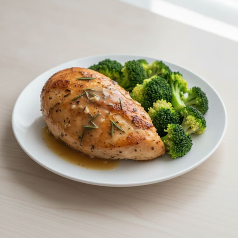 Herb-Roasted Turkey Breast with Steamed Broccoli