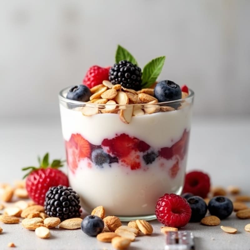 Greek Yogurt Protein Parfait with Berries and Almonds