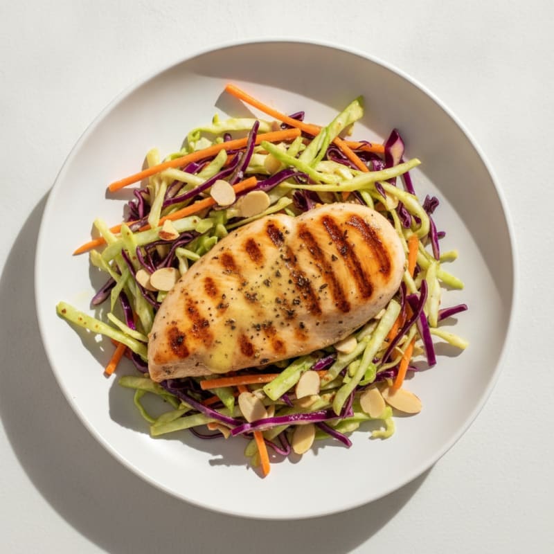 Grilled Chicken Breast with Crunchy Cabbage Slaw