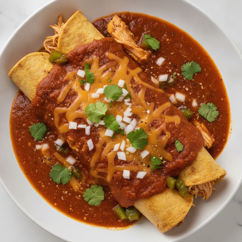 Chicken Enchiladas with Red Chili Sauce
