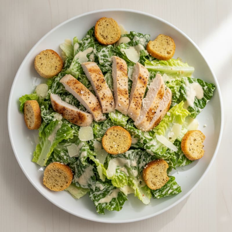 Chicken Caesar Salad with Garlic Croutons