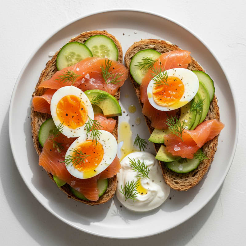 Classic Homemade Bread with Smoked Salmon and Eggs