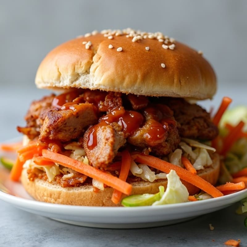 Lean BBQ Pulled Pork on Whole Grain with Crunchy Slaw