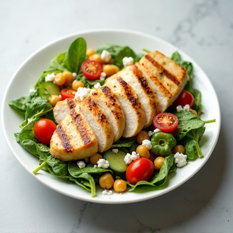 Grilled Chicken Breast Salad with Chickpeas and Lemon Vinaigrette
