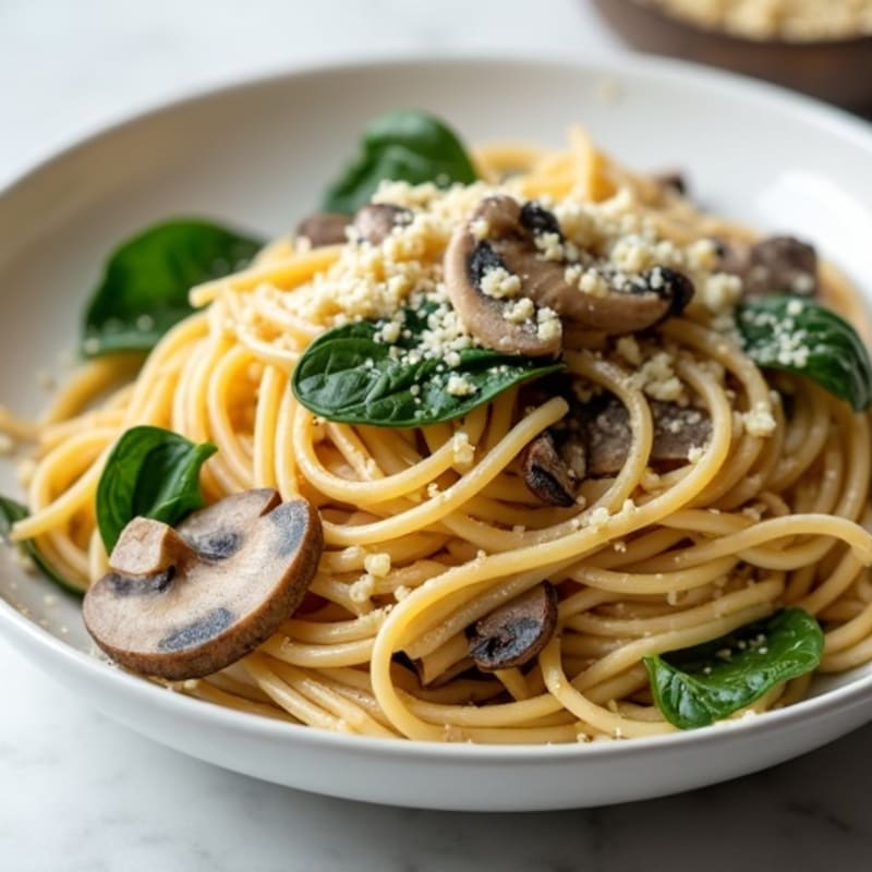 Healthy Creamy Truffle Mushroom Pasta