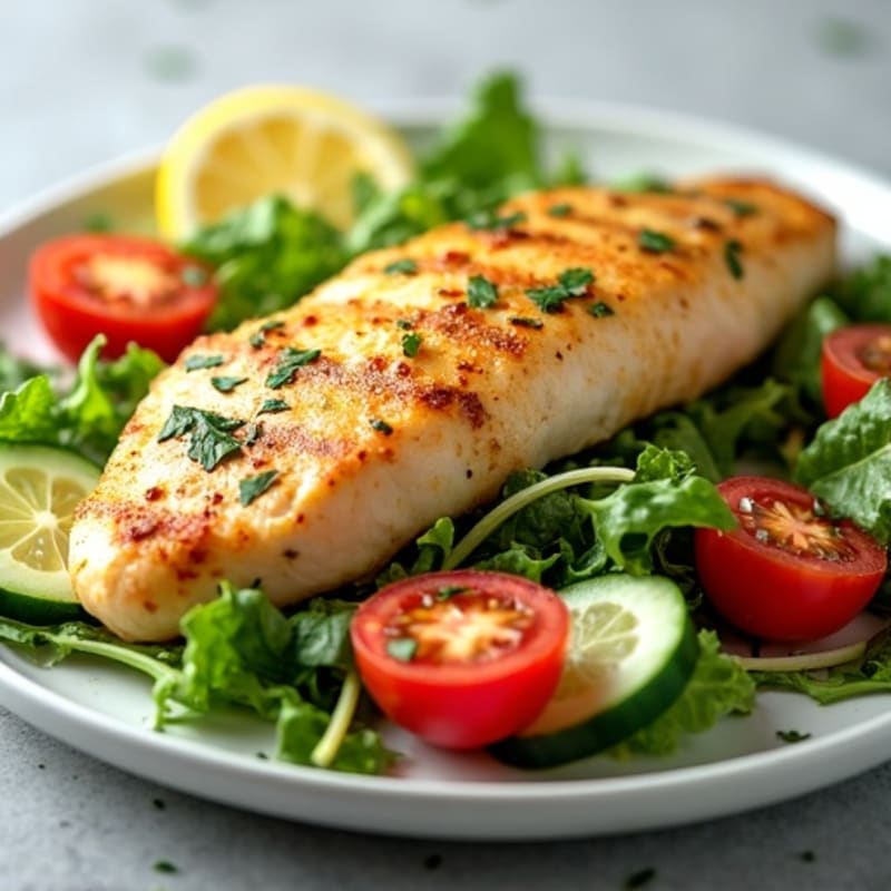 Lemon Garlic Chicken and Fresh Greens Salad