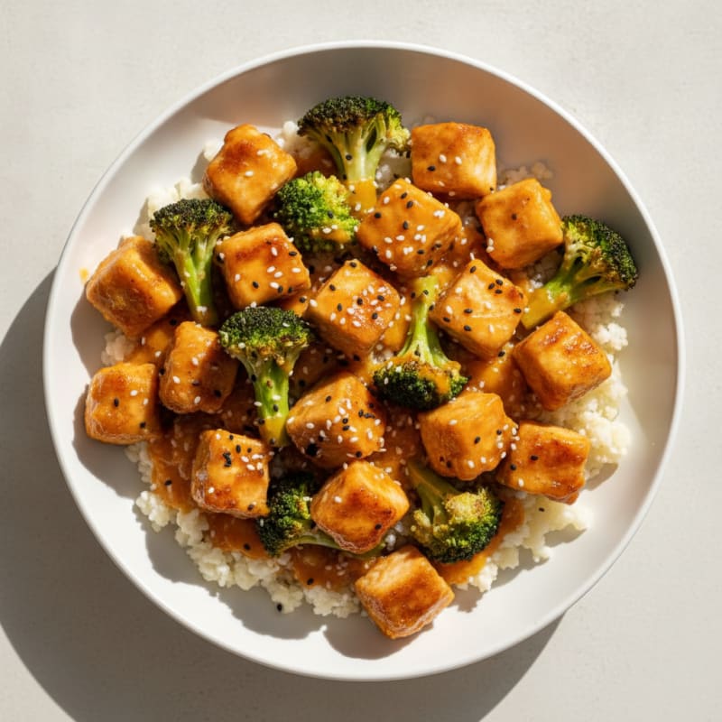 Low Cal Orange Chicken with Broccoli Florets