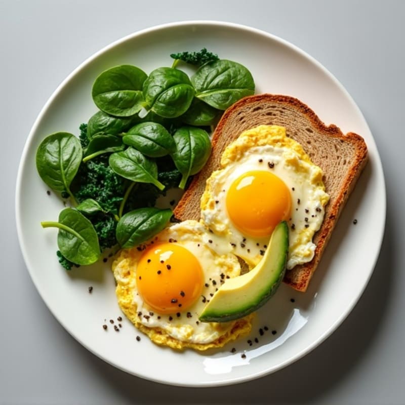 Chicken Egg White Scramble with Sautéed Spinach