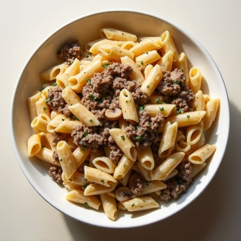 Creamy Beef and Mushroom Whole Wheat Pasta