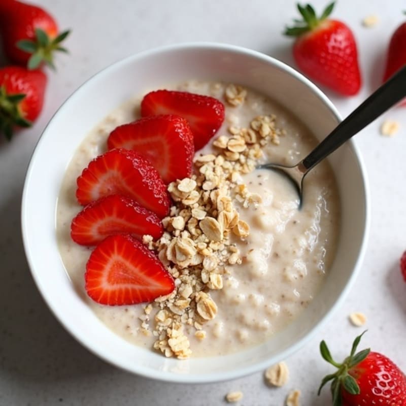 Creamy Strawberry Vanilla Protein Overnight Oats