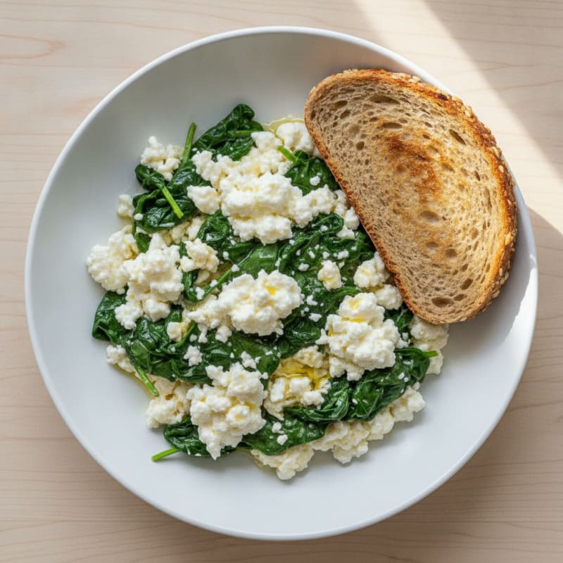 Egg White Scramble with Spinach and Cottage Cheese