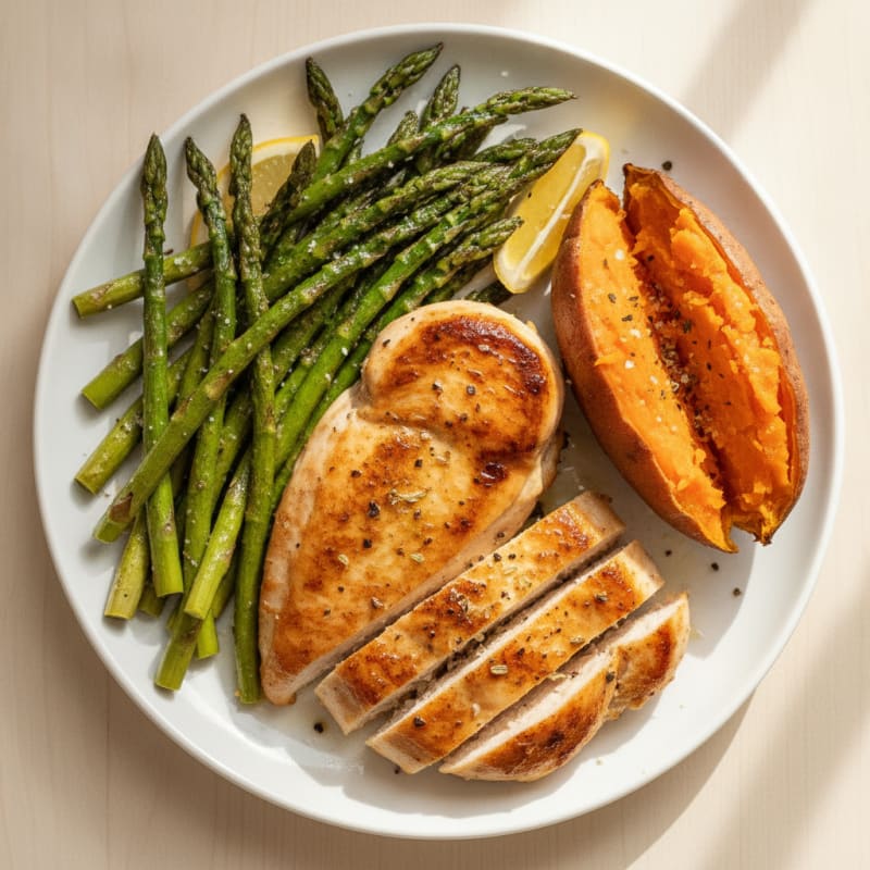 Pan-Seared Chicken with Roasted Asparagus