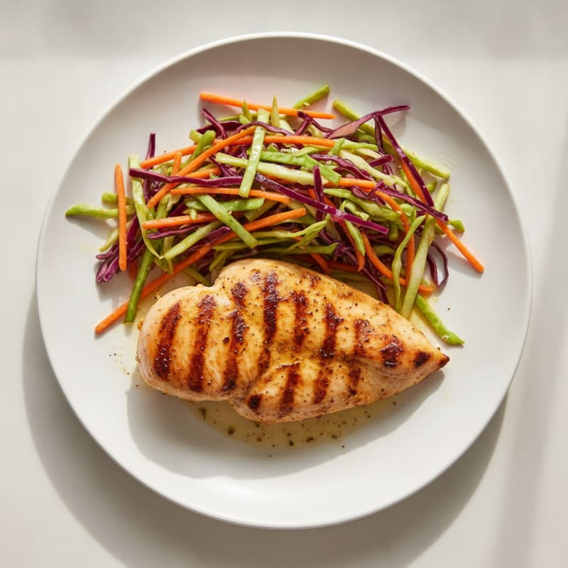 Grilled Chicken Breast with Crunchy Cabbage Slaw