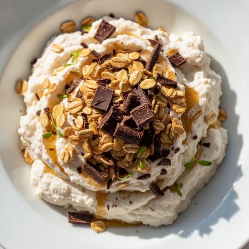 Silky Protein Yogurt Mousse with Dark Chocolate Shavings
