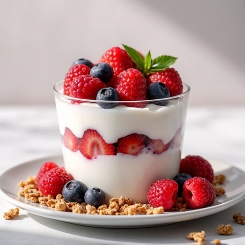 Greek Yogurt Protein Parfait with Mixed Berries