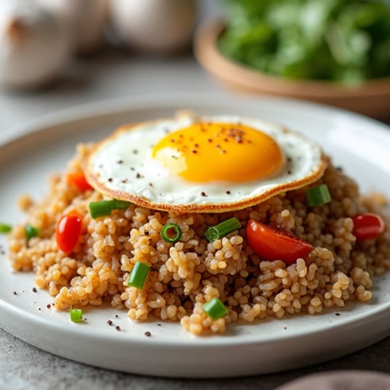Savory Ground Turkey and Brown Rice with a Crispy Fried Egg