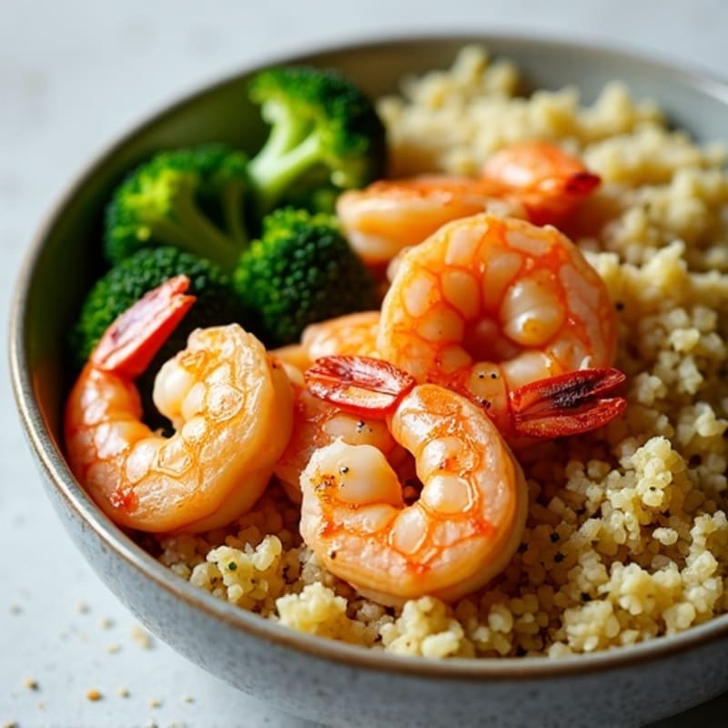 Grilled Shrimp and Quinoa Bowl with Roasted Broccoli