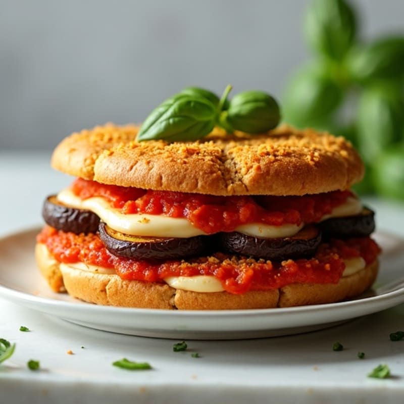 Crispy Baked Eggplant Parmesan Sandwich